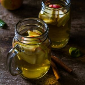 Two glasses of fresh apple juice